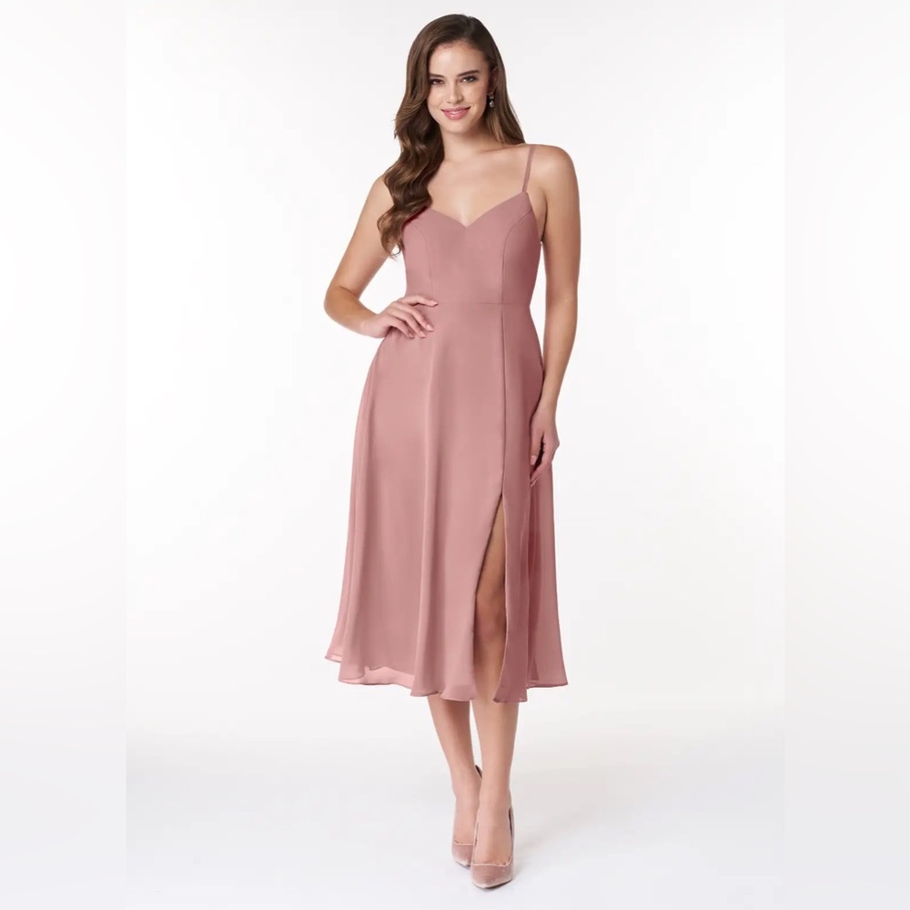 NWT Azazie Clarissa Bridesmaid Dress in Dusty Rose, Tea-Length - Never worn